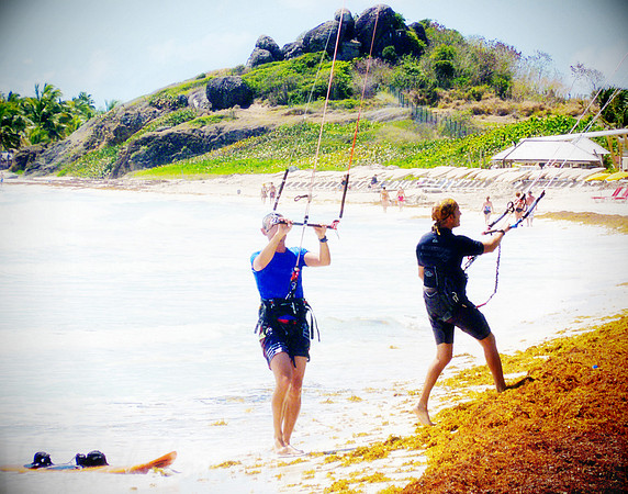 Kite Boarders, Orient Beach, St Maarten, Caribbean
