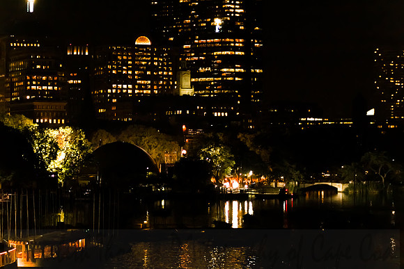 Boston Skyline at Night Along the Charles River