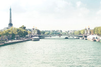 River Seine Paris France Eiffel Tower and Pont Alexander III Bridge