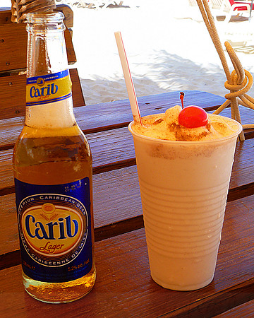 Carib Beer and Pina Colada